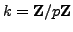$ k=\mathbb{Z}/p\mathbb{Z}{}$