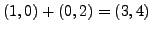 $ (1,0)+(0,2)=(3,4)$