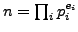 $ n=\prod_i p_i^{e_i}$