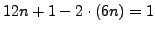 $ 12n+1 - 2\cdot (6n) = 1$