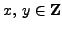 $ x,  y\in\mathbb{Z}$