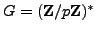 $ G=(\mathbb{Z}/p\mathbb{Z}{})^*$