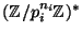 $ (\mathbb{Z}/p_i^{n_i}\mathbb{Z})^*$