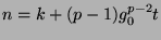$ n=k+(p-1)g_0^{p-2}t$