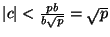 $ \vert c\vert<\frac{pb}{b\sqrt{p}}=\sqrt{p}$