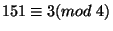 $ 151\equiv 3(mod\ 4)$