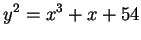 $\displaystyle y^2 = x^3 + x + 54
$