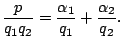 $\displaystyle \frac{p}{q_1 q_2} = \frac{\alpha_1}{q_1} + \frac{\alpha_2}{q_2}.
$