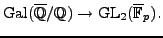 $\displaystyle {\mathrm{Gal}}(\overline{\mathbb{Q}}/\mathbb{Q}) \to {\mathrm{GL}}_2(\overline{\mathbb{F}}_p).$