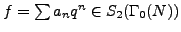 $ f=\sum a_n q^n\in S_2(\Gamma_0(N))$