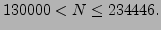 $\displaystyle 130000 < N \leq 234446.
$