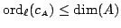 $ {\mathrm{ord}}_{\ell}({c_{\scriptscriptstyle{A}}})
\leq \dim(A)$