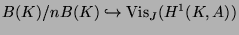 $\displaystyle B(K)/n B(K)\hookrightarrow \Vis_J(H^1(K,A))
$