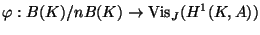 $\displaystyle \varphi :B(K)/nB(K)\rightarrow \Vis_J(H^1(K,A))$