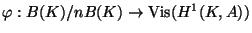 $ \varphi :B(K)/n B(K) \rightarrow \Vis(H^1(K,A))$