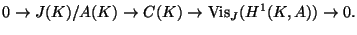 $\displaystyle 0 \rightarrow J(K)/A(K) \rightarrow C(K) \rightarrow \Vis_J(H^1(K,A)) \rightarrow 0.$