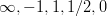 $\infty, -1, 1, 1/2, 0$